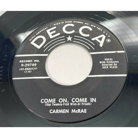 Carmen McRae 45 Jazz Vinyl Record Next Time it Happens Come On Come In - Picture 1 of 4
